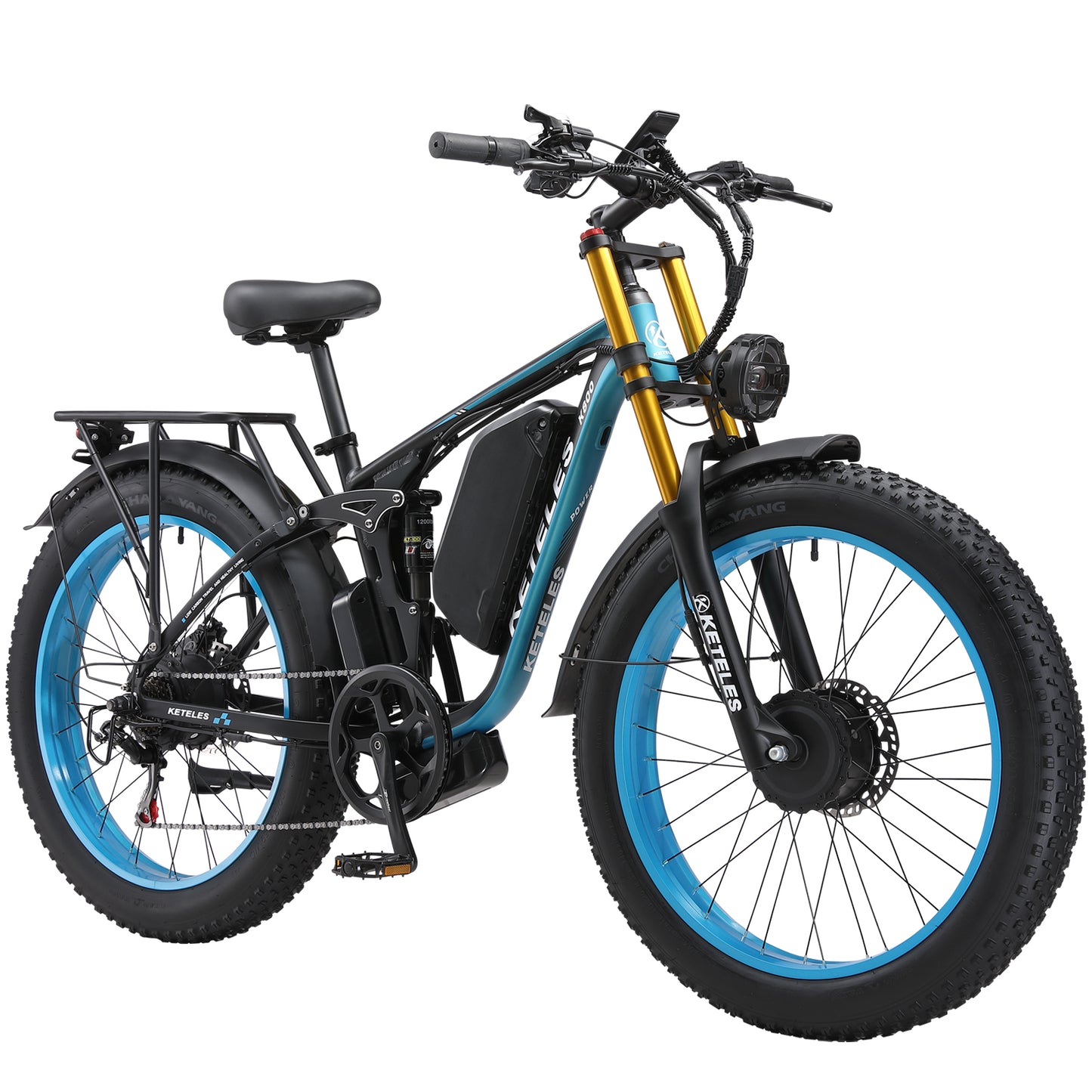Dark Slate Gray KETELES K800P  Dual Motor Mountain E-Bike 48V 23Ah 26"x4.0" Fat Tire E-bike