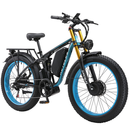 Dark Slate Gray KETELES K800P  Dual Motor Mountain E-Bike 48V 23Ah 26"x4.0" Fat Tire E-bike
