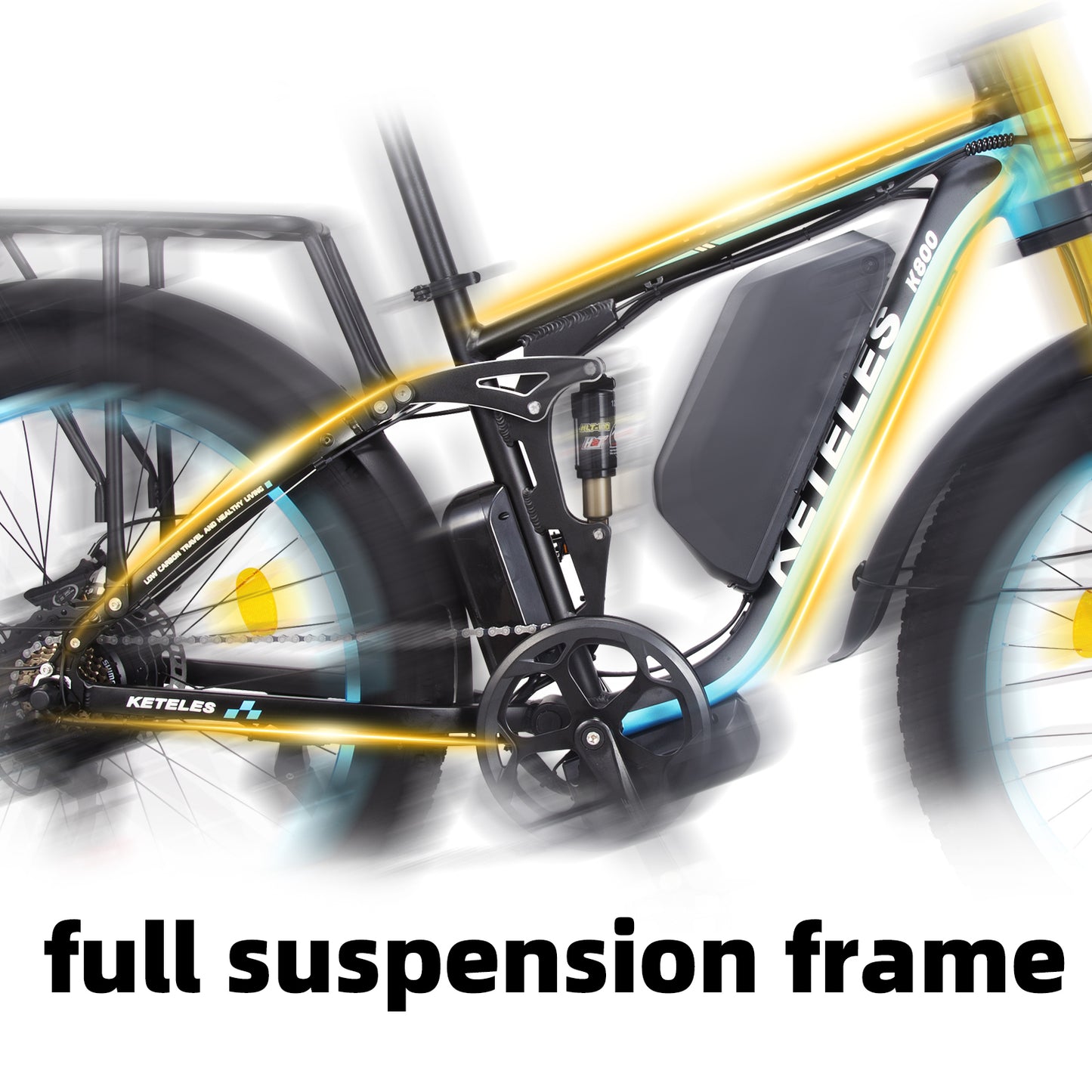 Dark Slate Gray KETELES K800P  Dual Motor Mountain E-Bike 48V 23Ah 26"x4.0" Fat Tire E-bike