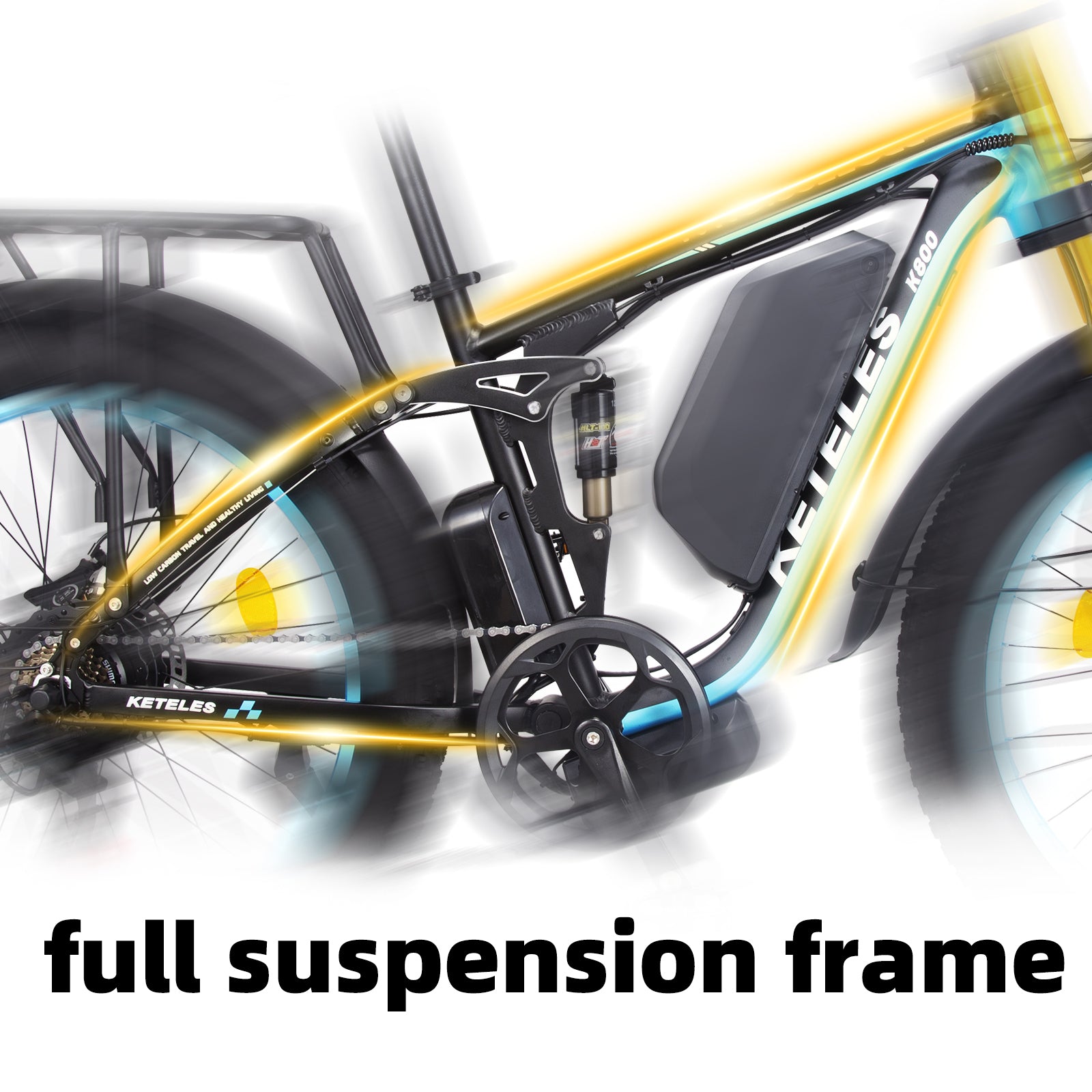 Dark Slate Gray KETELES K800P  Dual Motor Mountain E-Bike 48V 23Ah 26"x4.0" Fat Tire E-bike