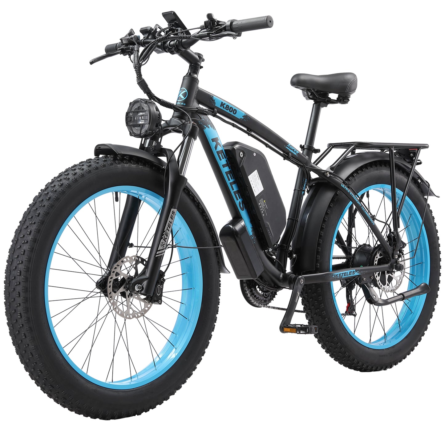 Dark Slate Gray KETELES K800 Dual Motor Mountain E-Bike 48V 23Ah 26" Fat Tire Ebike