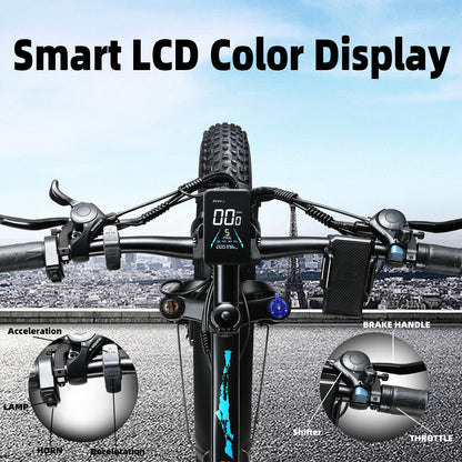 Black KETELES K800 Dual Motor Mountain E-Bike 48V 23Ah 26" Fat Tire Ebike