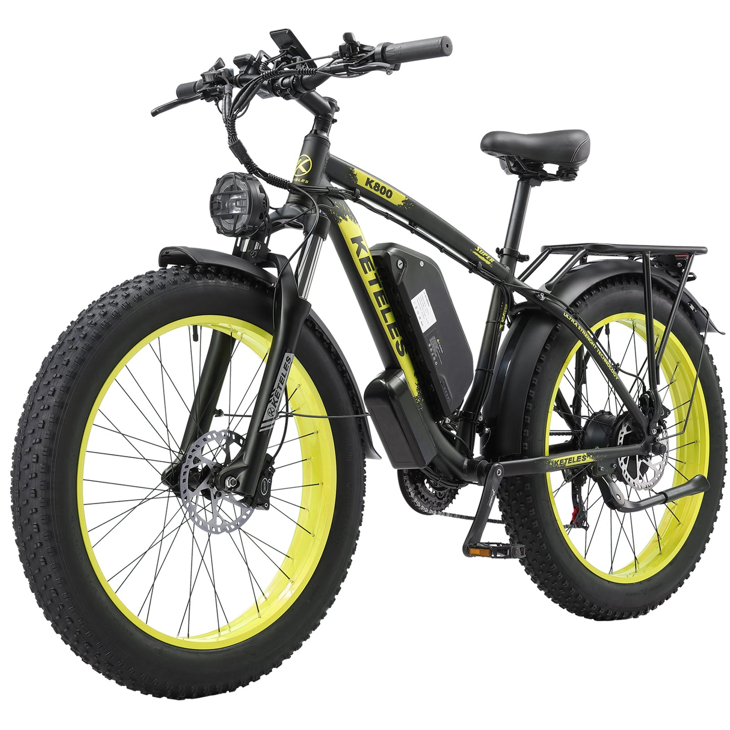 Dark Slate Gray KETELES K800 Dual Motor Mountain E-Bike 48V 23Ah 26" Fat Tire Ebike