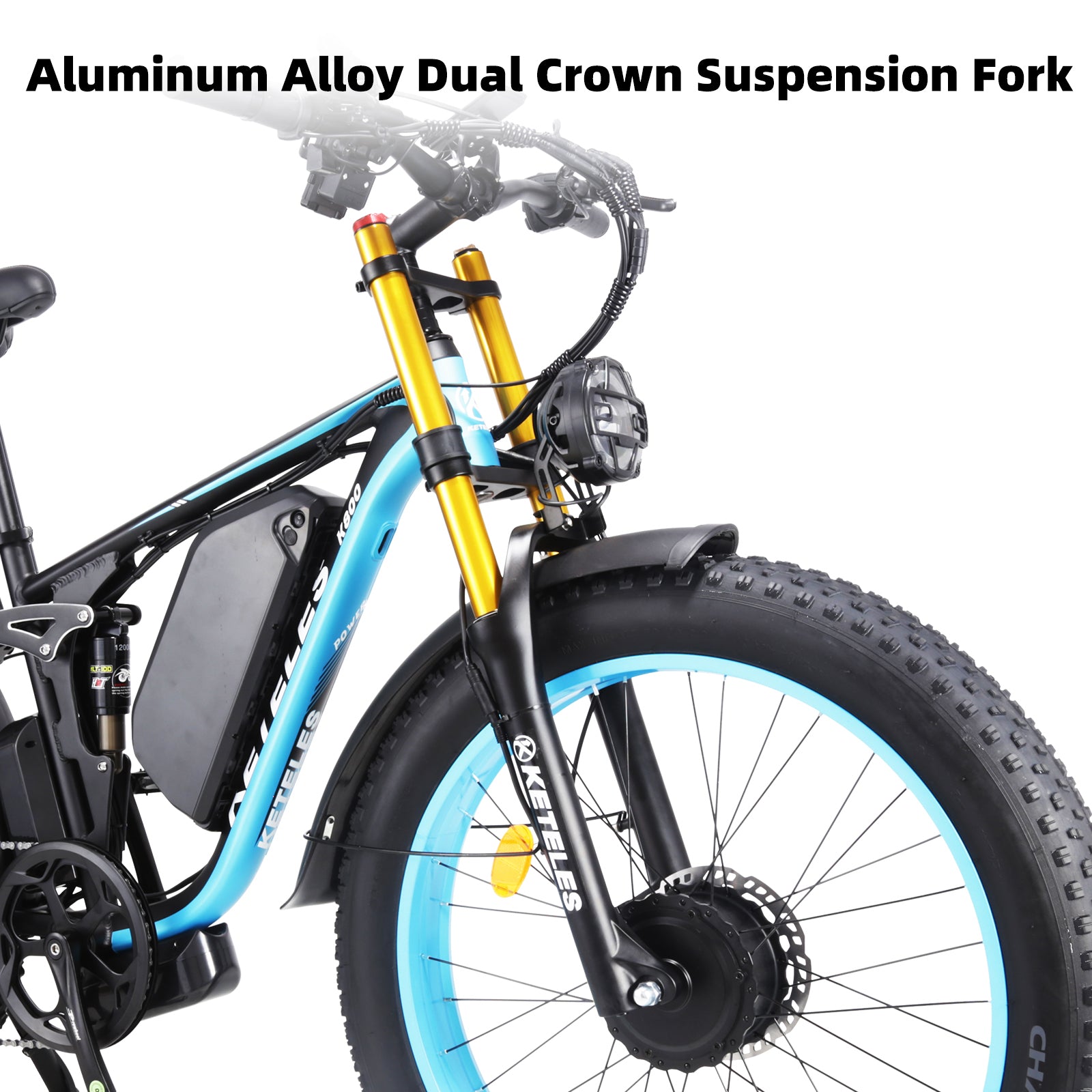 Dark Slate Gray KETELES K800P  Dual Motor Mountain E-Bike 48V 23Ah 26"x4.0" Fat Tire E-bike