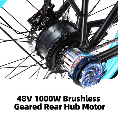 Black KETELES K800 Dual Motor Mountain E-Bike 48V 23Ah 26" Fat Tire Ebike