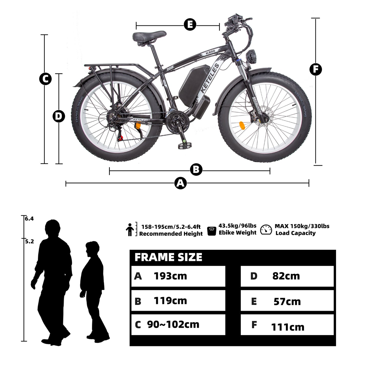 Light Gray KETELES K800 Dual Motor Mountain E-Bike 48V 23Ah 26" Fat Tire Ebike