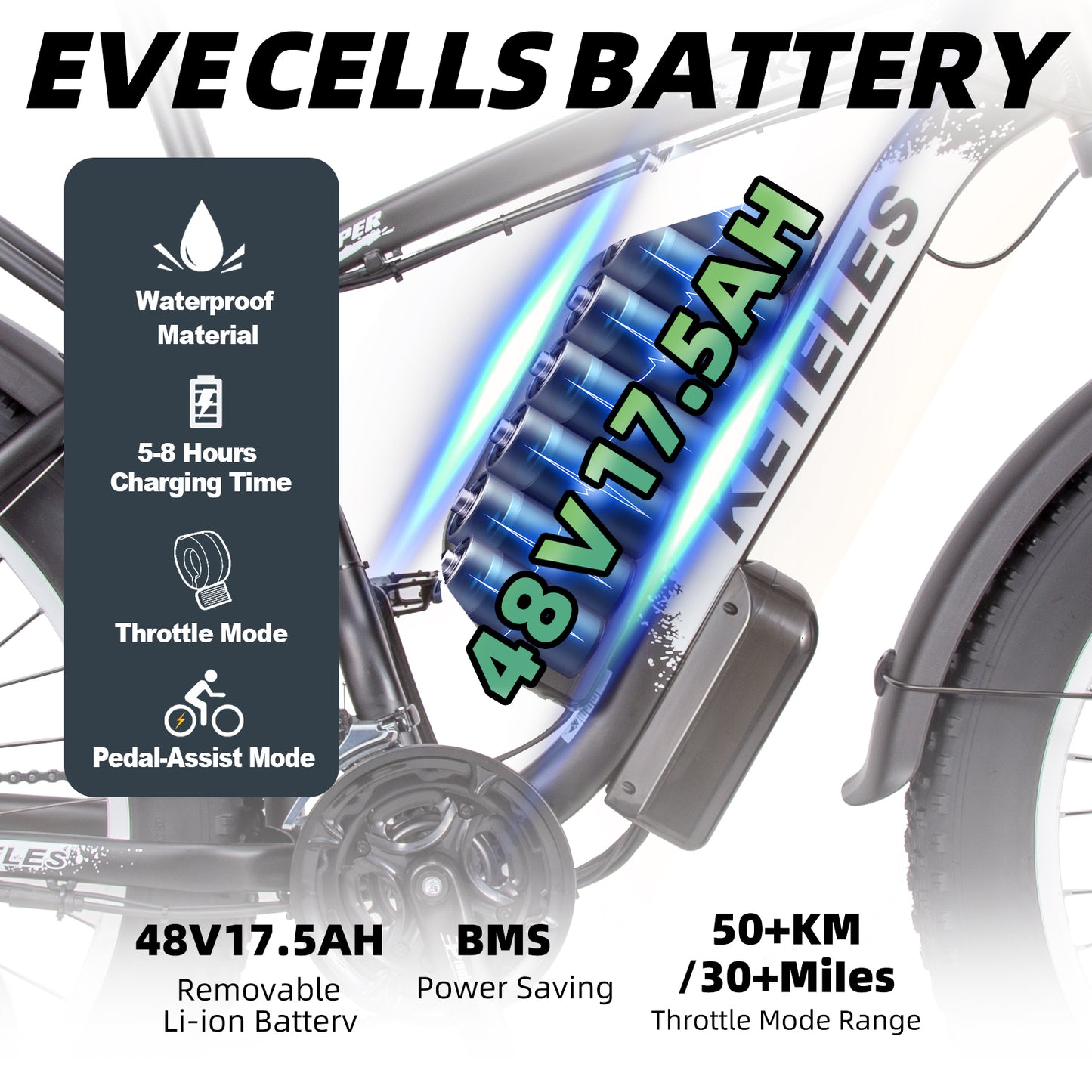 Dark Slate Gray KETELES K800 Dual Motor Mountain E-Bike 48V 23Ah 26" Fat Tire Ebike